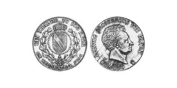 1 Талер Великое герцогство Баден (1806-1918) Серебро Людвиг I (великий герцог Бадена)(1763 - 1830)