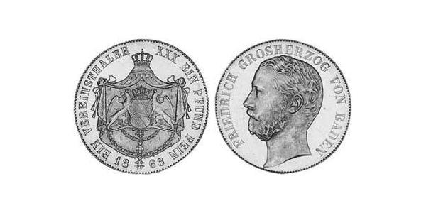 1 Талер Великое герцогство Баден (1806-1918) Серебро Фридрих I (великий герцог Баденский) (1826 - 1907)