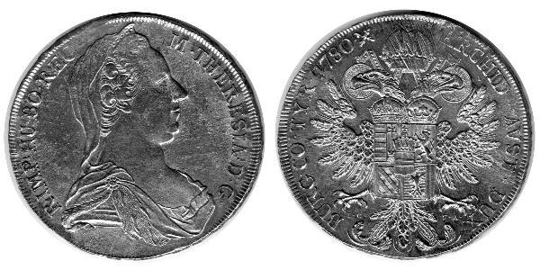 1 Талер Габсбургская империя (1526-1804) / Австрия Серебро Maria Theresa of Austria (1717 - 1780)