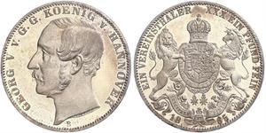 1 Талер Ганновер (королевство) (1814 - 1866) Серебро Георг V (король Ганновера) (1819 - 1878)