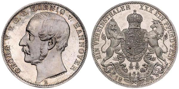 1 Талер Ганновер (королевство) (1814 - 1866) Серебро Георг V (король Ганновера) (1819 - 1878)