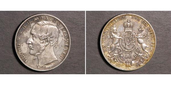1 Талер Ганновер (королевство) (1814 - 1866) Серебро Георг V (король Ганновера) (1819 - 1878)