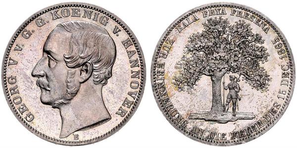 1 Талер Ганновер (королевство) (1814 - 1866) Серебро Георг V (король Ганновера) (1819 - 1878)