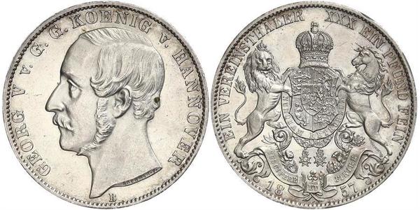 1 Талер Ганновер (королевство) (1814 - 1866) Серебро Георг V (король Ганновера) (1819 - 1878)
