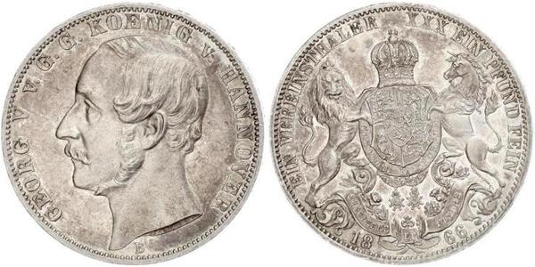 1 Талер Ганновер (королевство) (1814 - 1866) Серебро Георг V (король Ганновера) (1819 - 1878)
