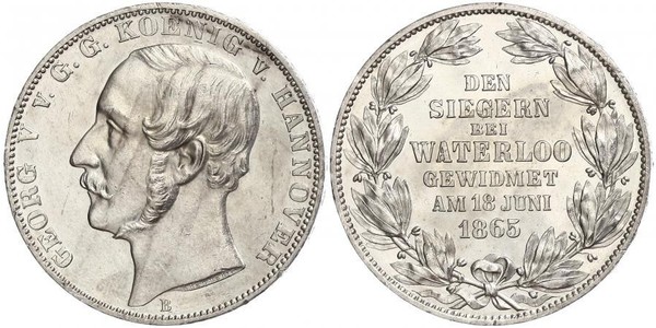 1 Талер Ганновер (королевство) (1814 - 1866) Серебро Георг V (король Ганновера) (1819 - 1878)