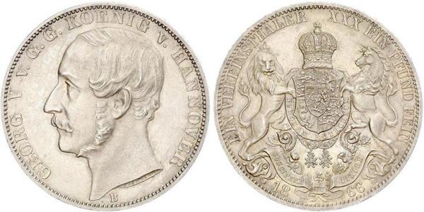 1 Талер Ганновер (королевство) (1814 - 1866) Серебро Георг V (король Ганновера) (1819 - 1878)