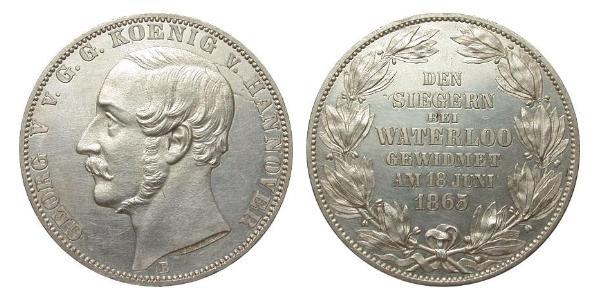 1 Талер Ганновер (королевство) (1814 - 1866) Серебро Георг V (король Ганновера) (1819 - 1878)