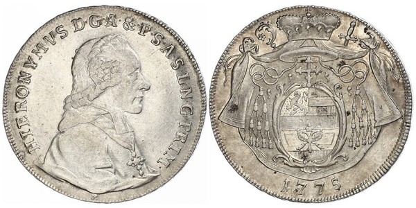 1 Талер Зальцбург / Австрия Серебро Count Hieronymus von Colloredo (1732 - 1812)