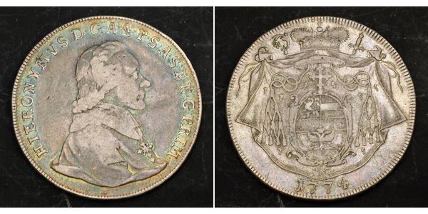1 Талер Зальцбург / Австрия Серебро Count Hieronymus von Colloredo (1732 - 1812)