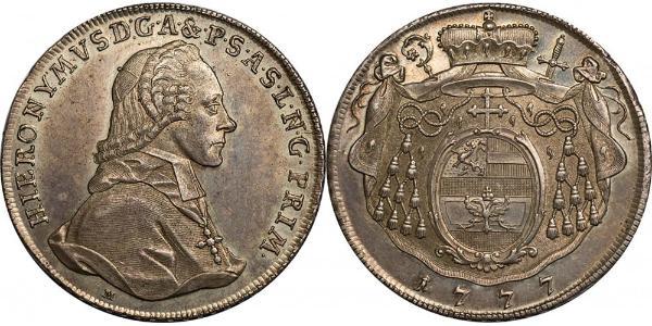 1 Талер Зальцбург / Австрия Серебро Count Hieronymus von Colloredo (1732 - 1812)