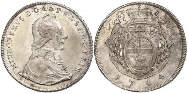 1 Талер Зальцбург / Австрия Серебро Count Hieronymus von Colloredo (1732 - 1812)
