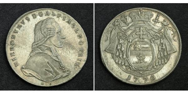 1 Талер Зальцбург / Австрия Серебро Count Hieronymus von Colloredo (1732 - 1812)