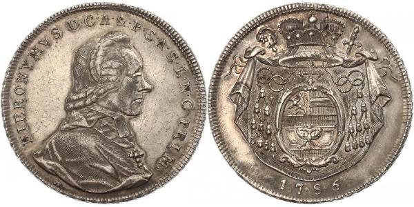 1 Талер Зальцбург / Австрия Серебро Count Hieronymus von Colloredo (1732 - 1812)
