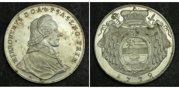 1 Талер Зальцбург / Австрия Серебро Count Hieronymus von Colloredo (1732 - 1812)