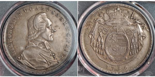 1 Талер Зальцбург / Австрия Серебро Count Hieronymus von Colloredo (1732 - 1812)