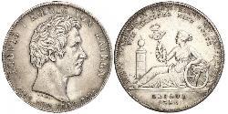 1 Талер Королевство Бавария (1806 - 1918) Серебро Людвиг I (король Баварии)(1786 – 1868)