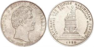 1 Талер Королевство Бавария (1806 - 1918) Серебро Людвиг I (король Баварии)(1786 – 1868)