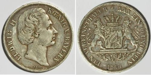 1 Талер Королевство Бавария (1806 - 1918) Серебро Людвиг II (король Баварии)(1845 – 1886)