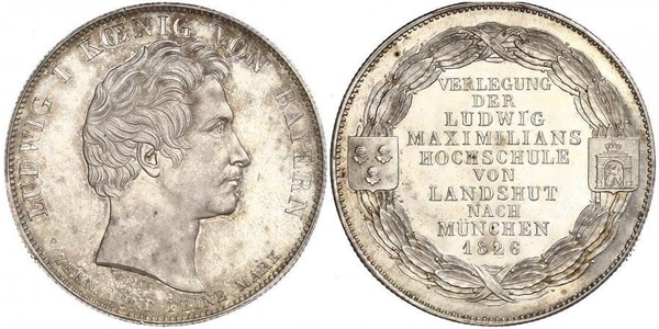 1 Талер Королевство Бавария (1806 - 1918) Серебро Людвиг I (король Баварии)(1786 – 1868)