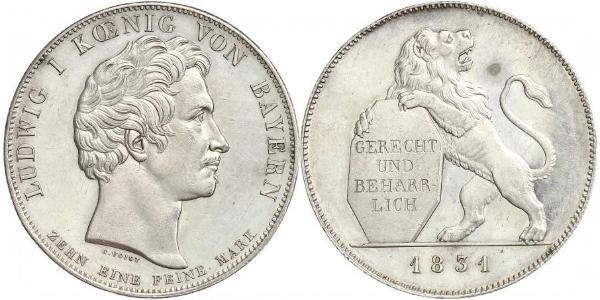 1 Талер Королевство Бавария (1806 - 1918) Серебро Людвиг I (король Баварии)(1786 – 1868)