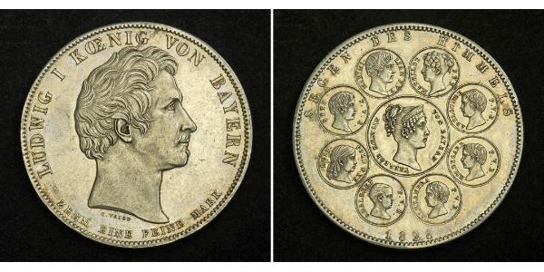 1 Талер Королевство Бавария (1806 - 1918) Серебро Людвиг I (король Баварии)(1786 – 1868)