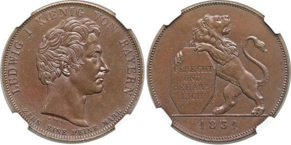 1 Талер Королевство Бавария (1806 - 1918) Серебро Людвиг I (король Баварии)(1786 – 1868)