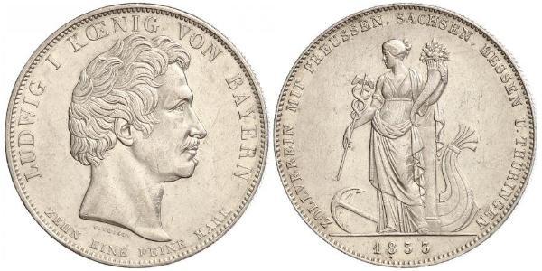 1 Талер Королевство Бавария (1806 - 1918) Серебро Людвиг I (король Баварии)(1786 – 1868)
