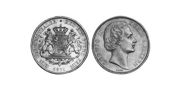 1 Талер Королевство Бавария (1806 - 1918) Серебро Людвиг II (король Баварии)(1845 – 1886)