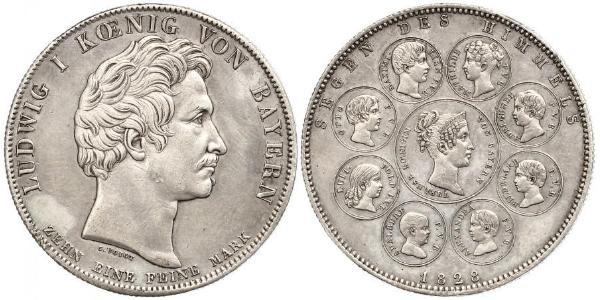 1 Талер Королевство Бавария (1806 - 1918) Серебро Людвиг I (король Баварии)(1786 – 1868)