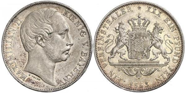 1 Талер Королевство Бавария (1806 - 1918) Серебро Максимилиан II (король Баварии)(1811 - 1864)