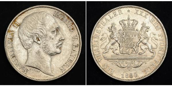 1 Талер Королевство Бавария (1806 - 1918) Серебро Максимилиан II (король Баварии)(1811 - 1864)