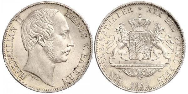 1 Талер Королевство Бавария (1806 - 1918) Серебро Максимилиан II (король Баварии)(1811 - 1864)