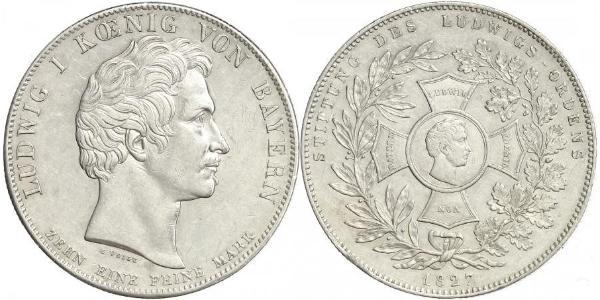 1 Талер Королевство Бавария (1806 - 1918) Серебро Людвиг I (король Баварии)(1786 – 1868)