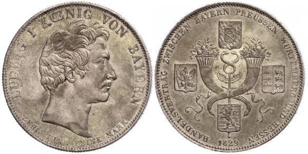 1 Талер Королевство Бавария (1806 - 1918) Серебро Людвиг I (король Баварии)(1786 – 1868)