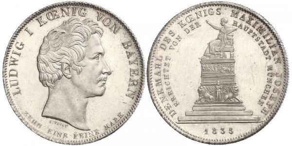 1 Талер Королевство Бавария (1806 - 1918) Серебро Людвиг I (король Баварии)(1786 – 1868)