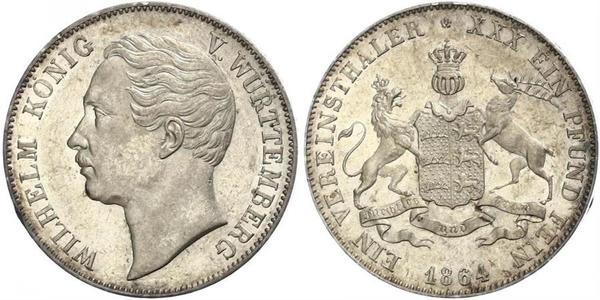 1 Талер Королевство Вюртемберг (1806-1918) Серебро Вильгельм I (король Вюртемберга)