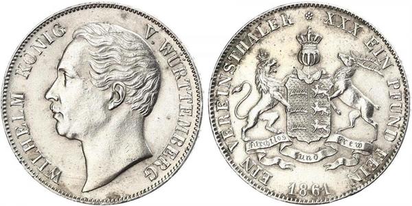 1 Талер Королевство Вюртемберг (1806-1918) Серебро Вильгельм I (король Вюртемберга)