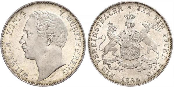 1 Талер Королевство Вюртемберг (1806-1918) Серебро Вильгельм I (король Вюртемберга)