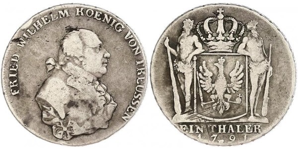 1 Талер Пруссия (королевство) (1701-1918) Серебро Фридрих Вильгельм II