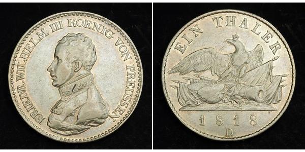 1 Талер Пруссия (королевство) (1701-1918) Серебро Фридрих Вильгельм III, король Пруссии (1770 -1840)