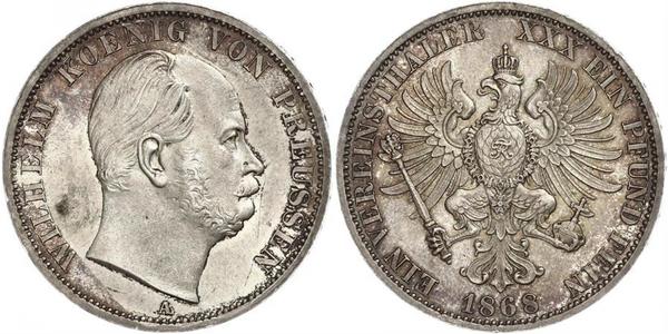 1 Талер Пруссия (королевство) (1701-1918) Серебро Wilhelm I, German Emperor (1797-1888)