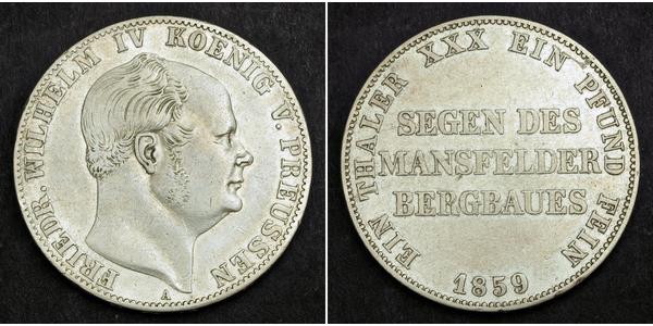 1 Талер Пруссия (королевство) (1701-1918) Серебро Фридрих Вильгельм IV (1795 - 1861)
