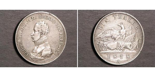 1 Талер Пруссия (королевство) (1701-1918) Серебро Фридрих Вильгельм III, король Пруссии (1770 -1840)