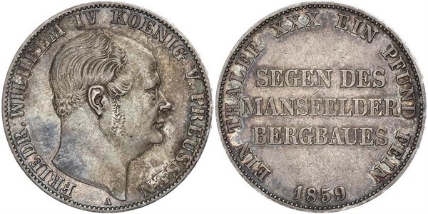 1 Талер Пруссия (королевство) (1701-1918) Серебро Фридрих Вильгельм IV (1795 - 1861)