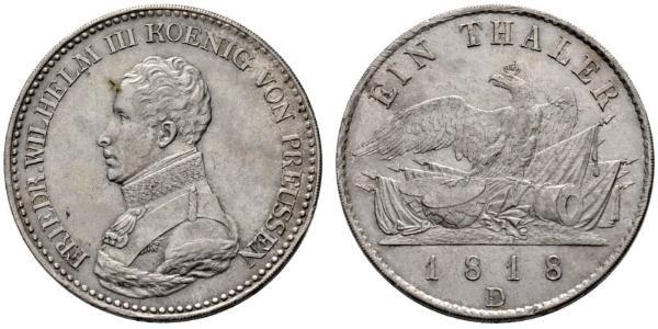1 Талер Пруссия (королевство) (1701-1918) Серебро Фридрих Вильгельм III, король Пруссии (1770 -1840)
