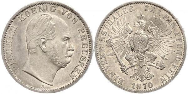 1 Талер Пруссия (королевство) (1701-1918) Серебро Wilhelm I, German Emperor (1797-1888)