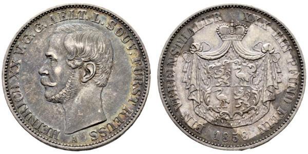 1 Талер Рейсс (старшей линии) (1778 - 1918) Серебро Heinrich XX, Prince Reuss of Greiz