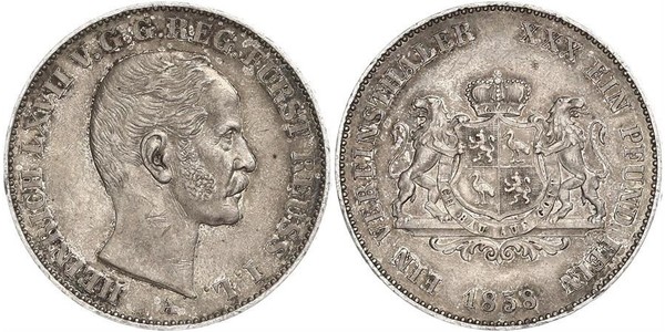 1 Талер Рейсс (старшей линии) (1778 - 1918) Серебро Heinrich LXVII, Prince Reuss Younger Line