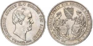 1 Талер Саксония (королевство) (1806 - 1918) Серебро Фридрих Август II (король Саксонии)